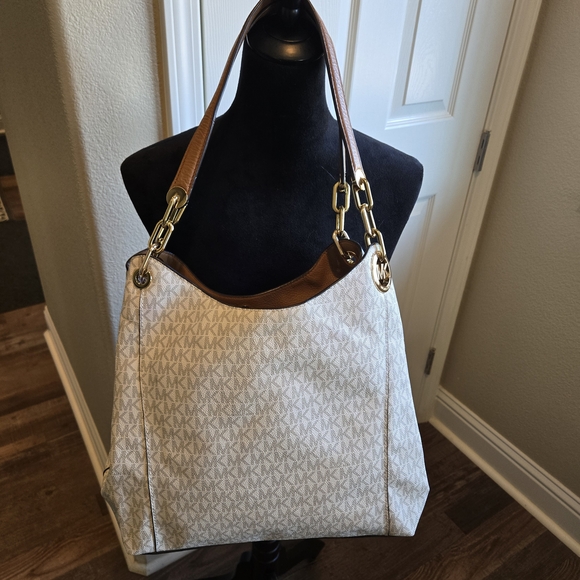 Michael Kors White and Brown Women's Bag